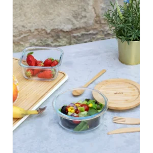 Meilleur prix 🧨 Boîte de Conservation en Verre et Bambou Rond 620 ml Pebbly 🧨 6