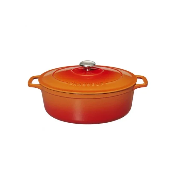 Cocotte En Fonte Ovale 31 Cm Orange Flammé Chasseur 3