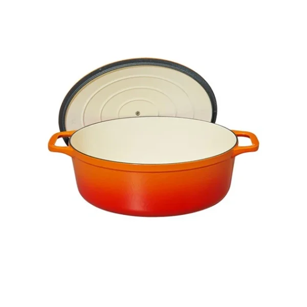 Cocotte En Fonte Ovale 31 Cm Orange Flammé Chasseur 4