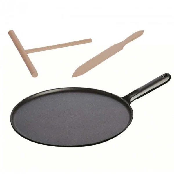 Crêpière 30 Cm Fonte Noire Staub, Manche Fonte 1
