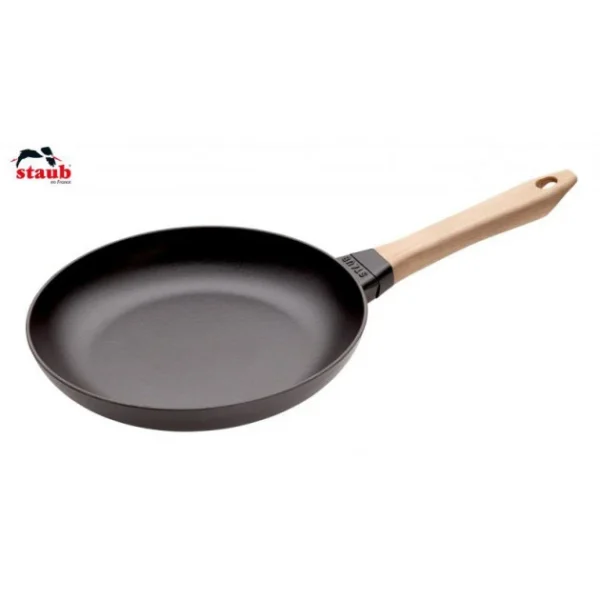 Poêle En Fonte Noir 26 Cm Manche Bois Staub 1