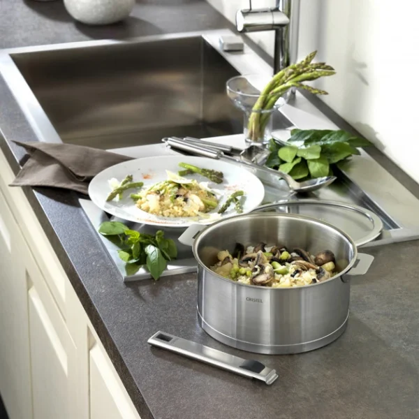 Série De 3 Casseroles Strate Amovible Inox Cristel 4