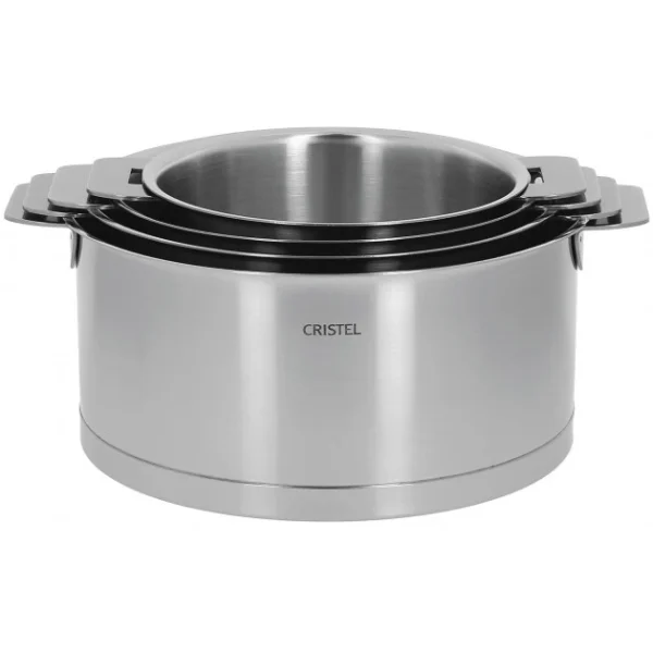 Série De 4 Casseroles + Poignée Zenith Amovible Inox Cristel 1